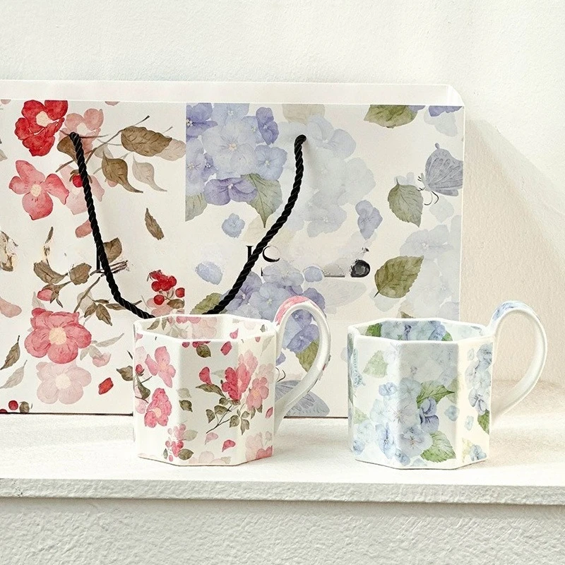 

Wedding housewarming birthday gifts, exquisite ceramic coffee cup and saucer set, free gift box.
