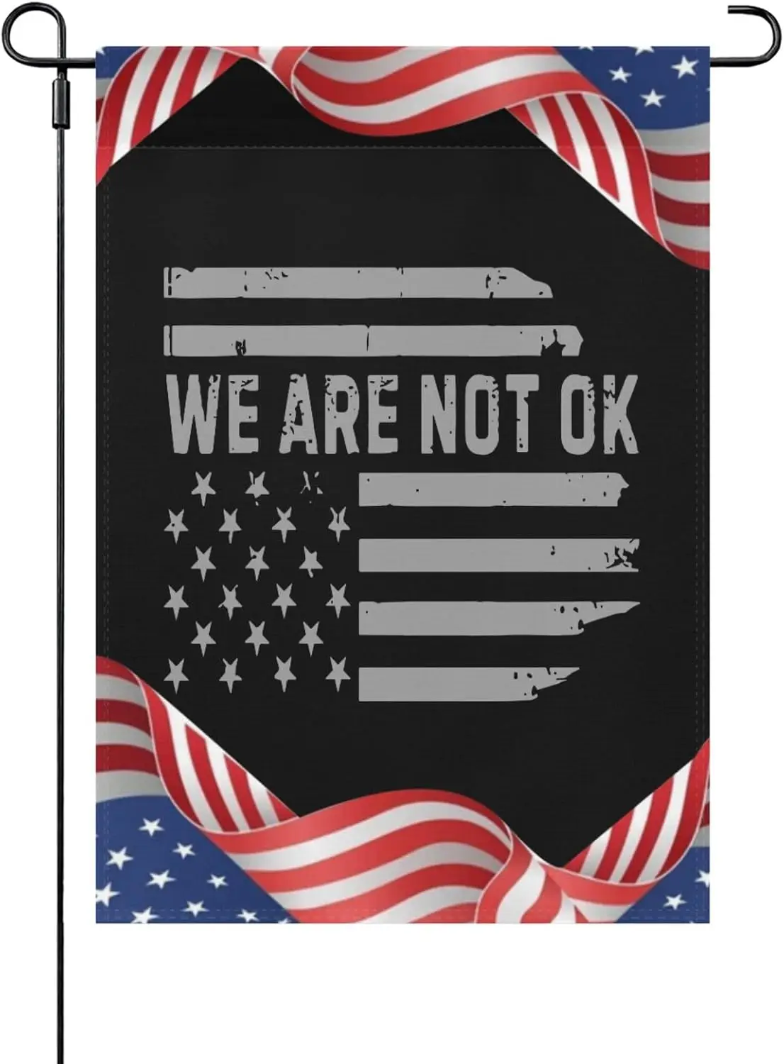 We Are Not Ok USAs Flag Upside Downs Garden Flag for Outside 12x18 Double Sided Small Garden Decor Flag for Home Garden Pati uui
