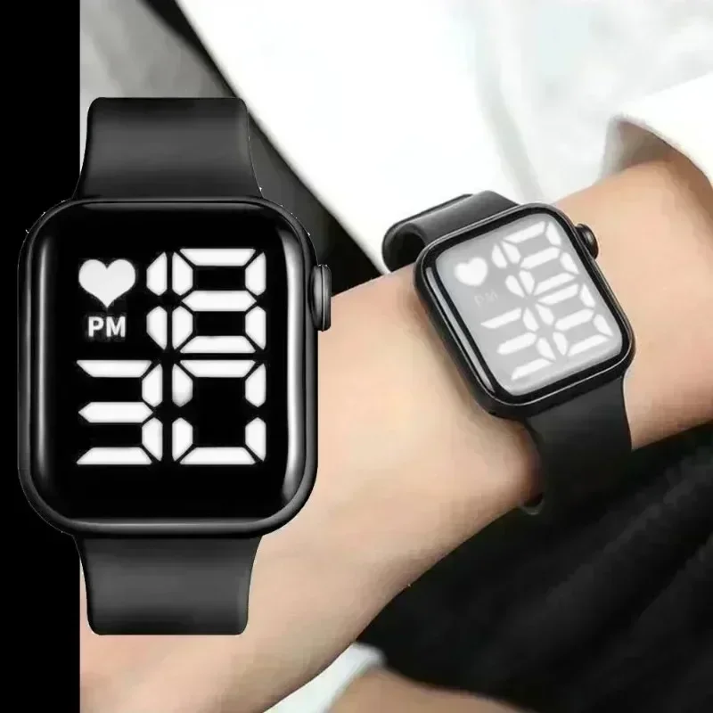 Simple Men's LED Wrist Watch Fashion Sport Square Digital Electronic Watches Waterproof Casual White Light Slilicone Male Clock