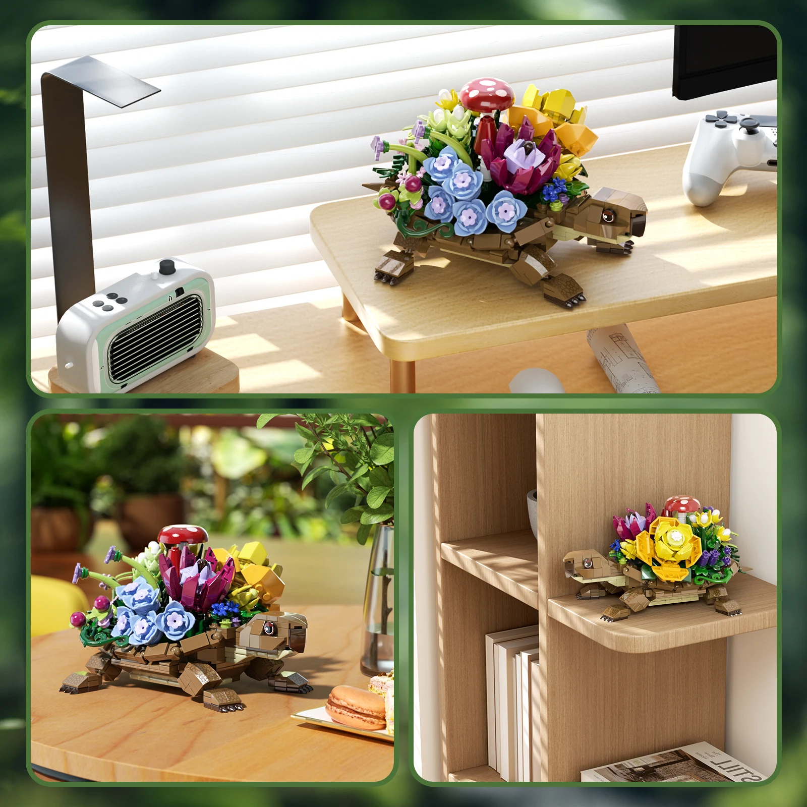 Sea Turtle Succulent Planter Building Set Animals Botanical Collection Blocks Toys Home Plants Decor, Girls Gifts(477 PCS)