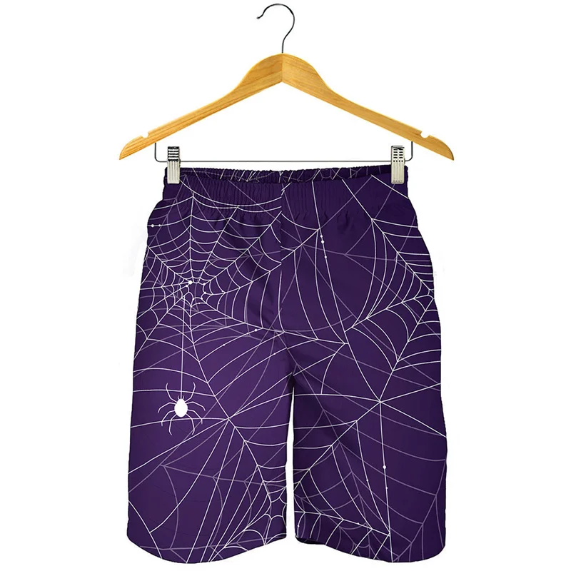 Fashion Spider Cobweb Graphic Beach Shorts Men 3D Printed Personality Board Shorts Summer Swimming Trunks Street Short Pants