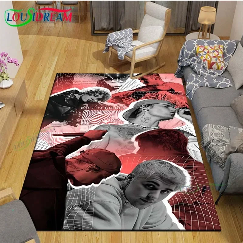 Pop Singer J-Justin Bieber Printed  Carpets Living Room Anti-Skid Area Rug Kids Bedroom Mats Yoga Mat Large Carpet Decor