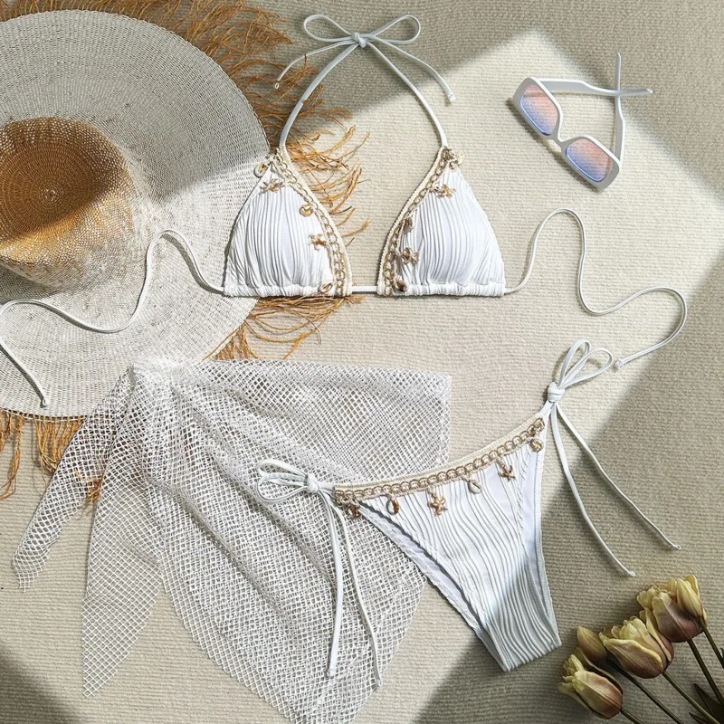 女性用スリーピースブラジルビキニセット,水着,ビーチウェア,プール,水着,セクシー,新品