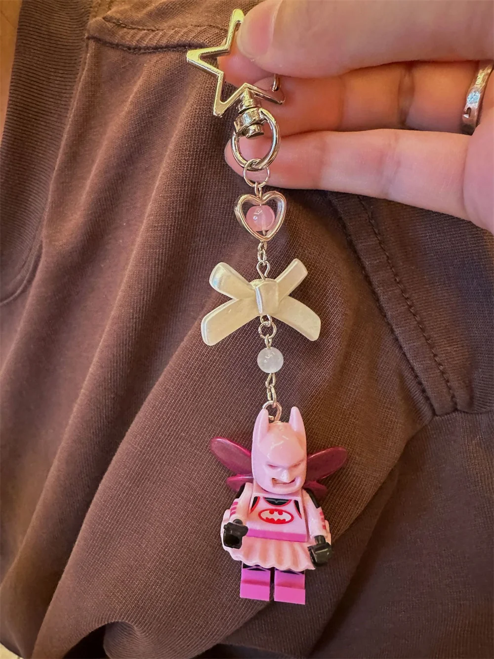 الجدة Kawaii الوردي الخفافيش المفاتيح عمل أرقام Y2k القوس حلقة رئيسية على ظهره قلادة اكسسوارات Diy بها بنفسك سلسلة هواتف الاطفال اللعب الهدايا