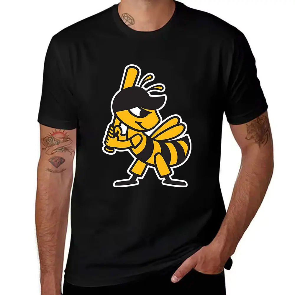 Men's Cotton T-Shirt Cool Baseball Bee Graphic Print Casual Short Sleeve Tees for Daily Wear