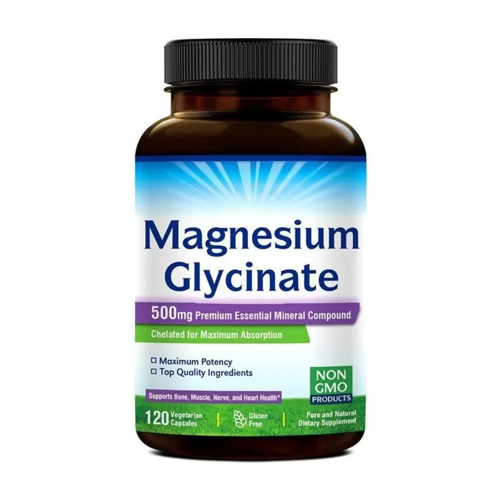 

Magnesium Glycinate 500mg 120 Capsules - Sleep Aid, Stress Relief & Bone Health Support - High Absorption Formula