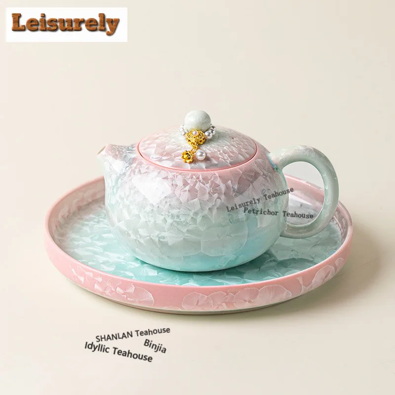 200ml Kiln Change Crystal Glaze Xishi Teapot Retro Tea Infuser Pot Tea Making Kettle With Ball Hole Drinkware Collection Gift view 4