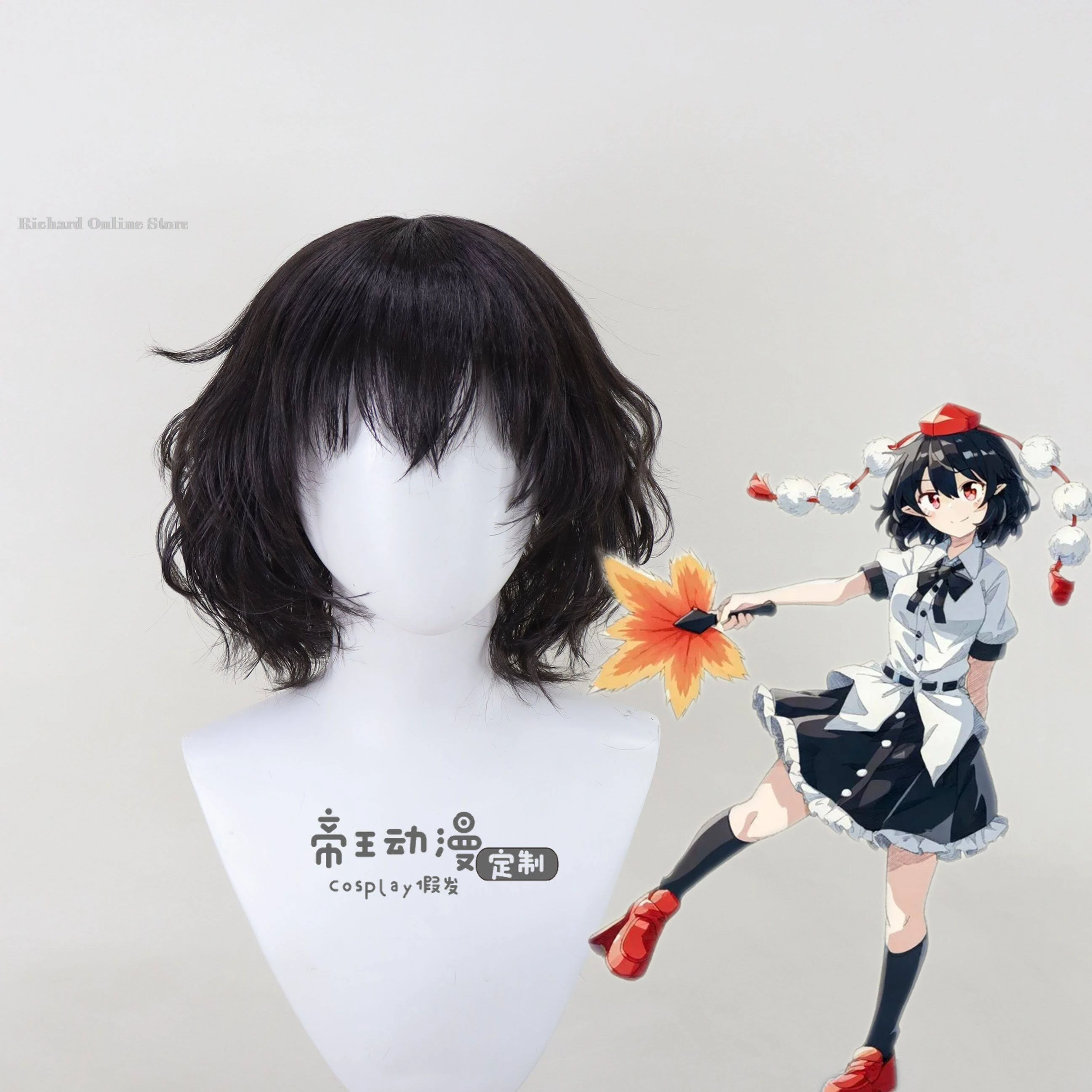 

Anime Aya Shameimaru Cosplay Wig Heat-Resistant Touhou Project Halloween Women Roleplay Shorts Hair Black Lolita Carnival Nature