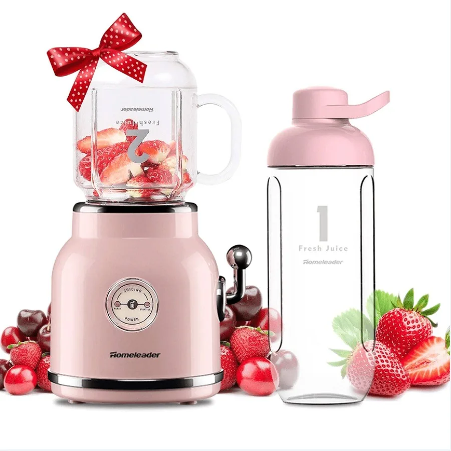 

Portable smoothie mixer Vintage trendy juicer milk shake and smoothie mixing mini crusher with 20.3 oz travel mug and lid 6 sha