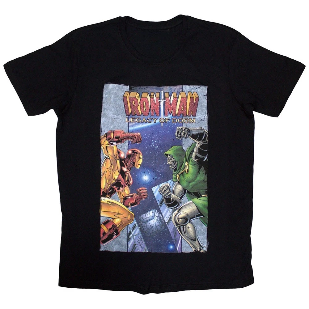 Marvel Comics Iron Man vs Dr Doom Autorisé camiseta Hommes verano hombres y mujeres camiseta suelta y transpirable Top