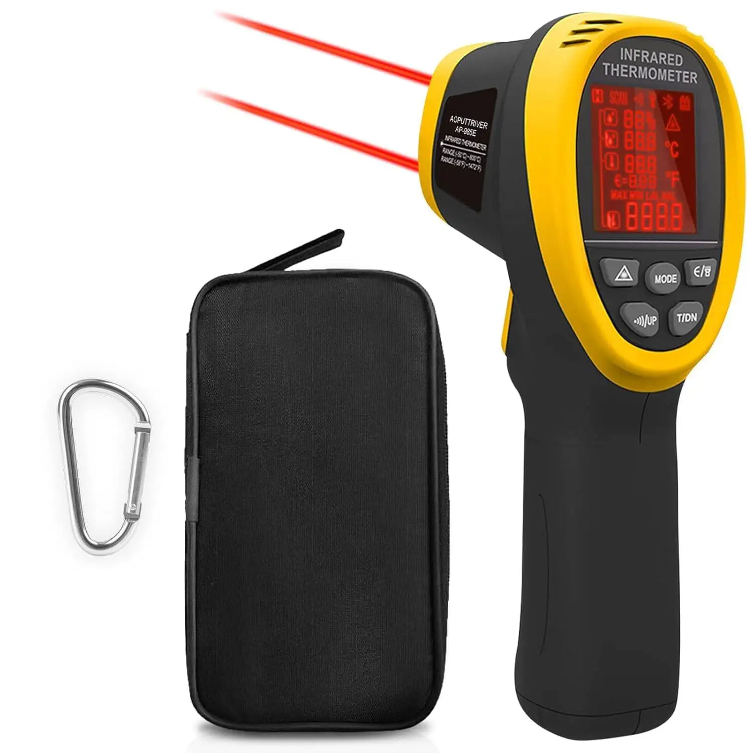 

Пирометр, промышленный лазерный термометр Gun-58 ℉ ~1472 ℉ Высокотемпературный инфракрасный термометр, бесконтактный термометр с влажностью