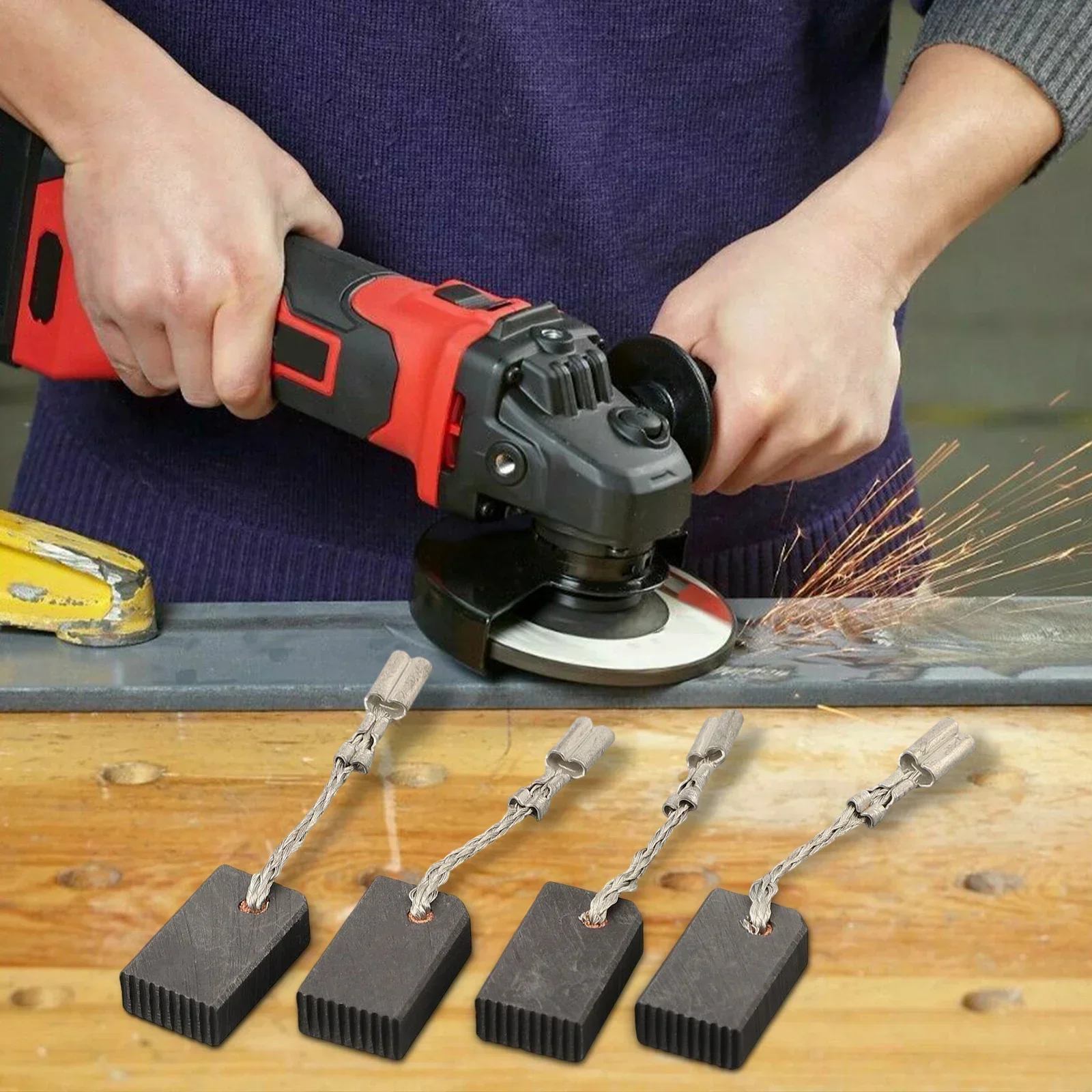 4pcs Carbon Brushes 5x10x16mm For Angle Grinder WQ 1400/WQ 1000/WQ GenericElectric Motor Coal Brush Power Tool Accessory