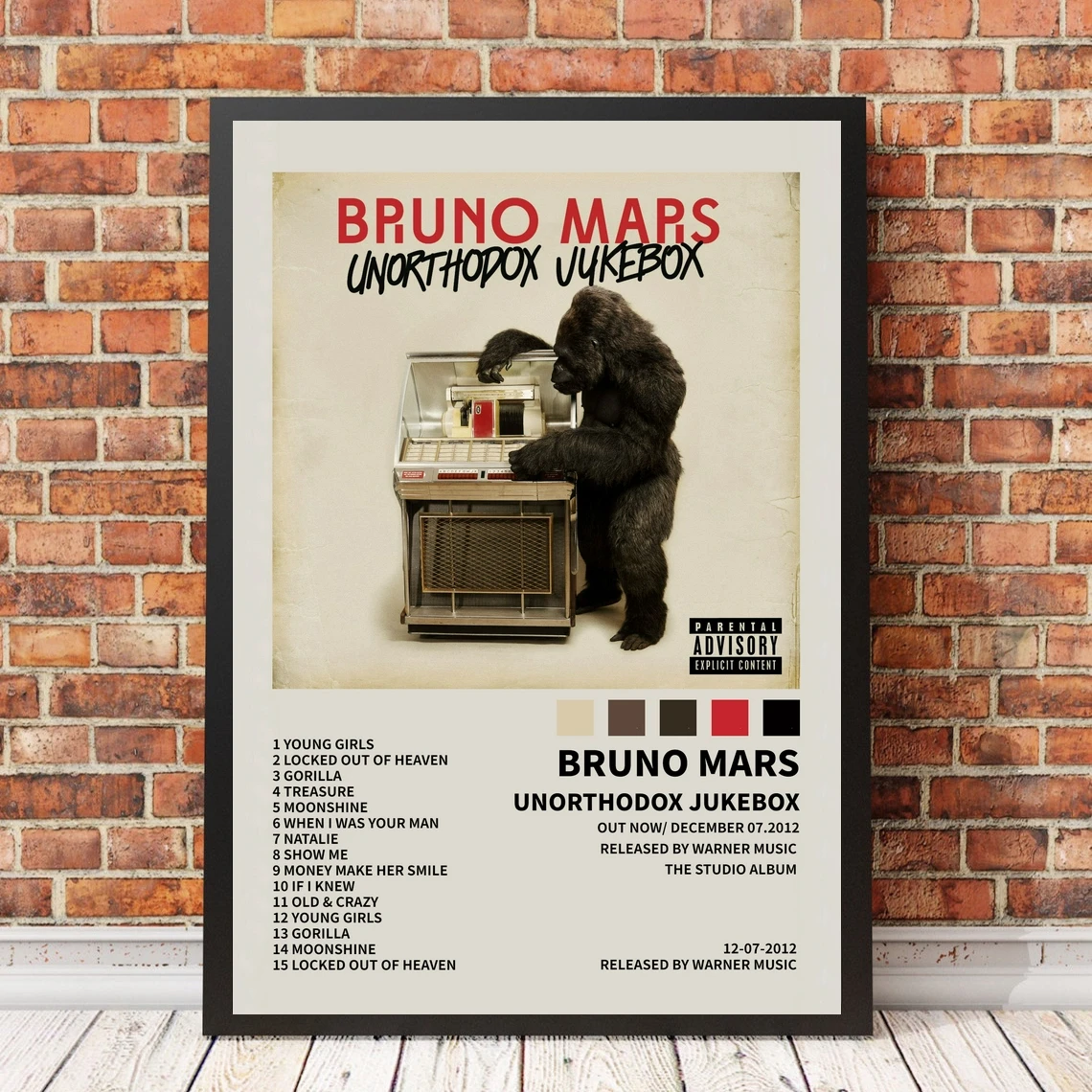 Bruno Mars - Unorthodox Jukebox Music Album Poster Art Print Canvas Painting Wall Pictures Living Room Home Decor (No Frame)