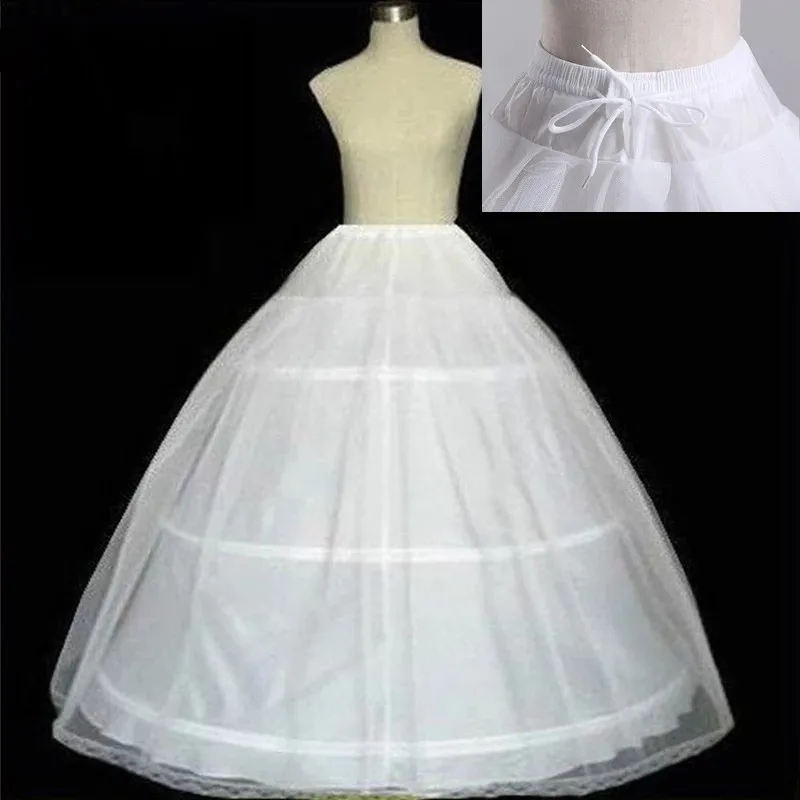 Free shipping Cheap White 3 Hoops Petticoat Crinoline Slip Underskirt For Ball Gown Wedding Dress Bridal Gown In Stock