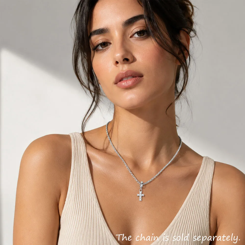 Cross Pendant 925 Sterling Silver Dangle Charm Women Vintage Fine Jewelry Powerful Elegance Gift