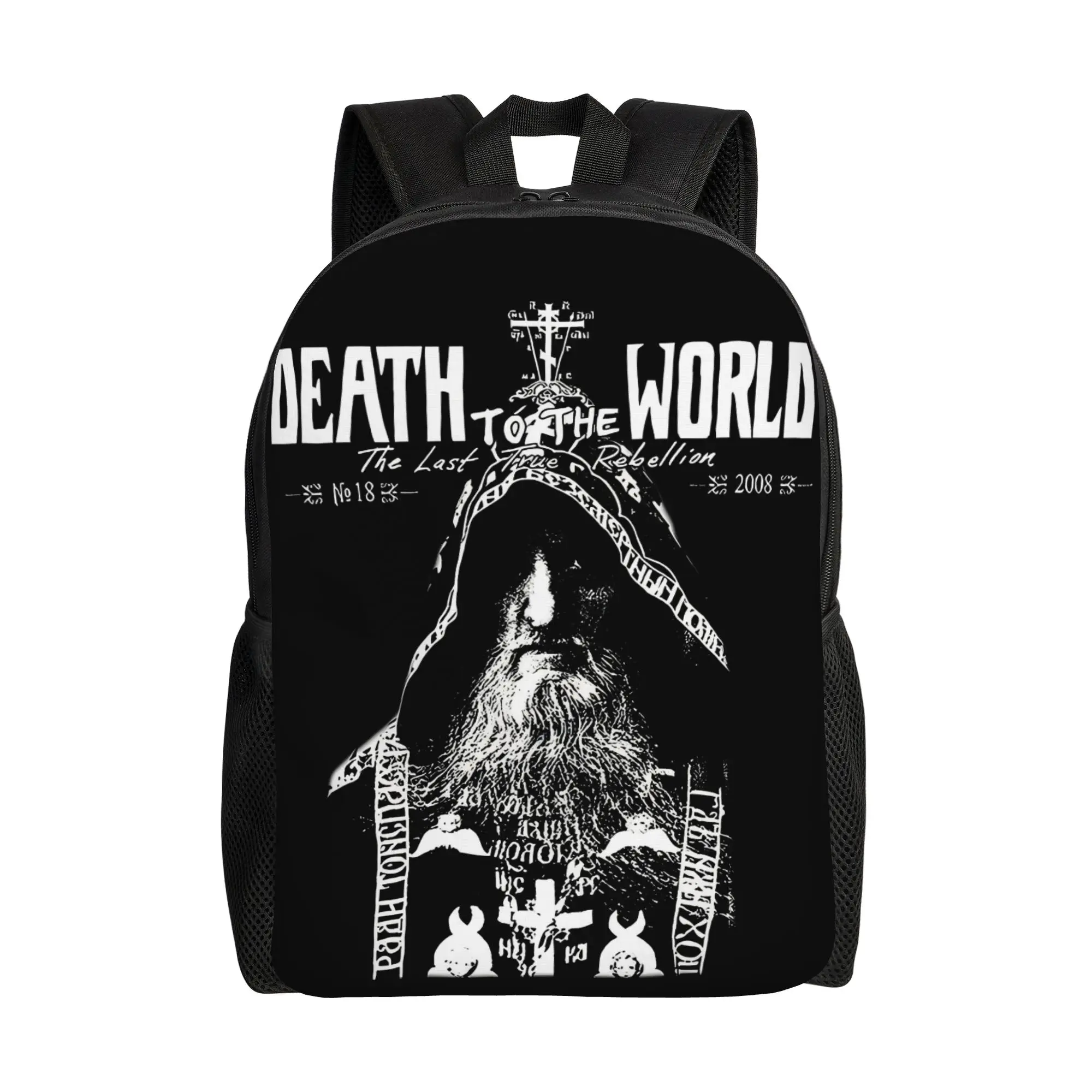 

Классический рюкзак с надписями в русской православной традиции, с изображением черепа, для спорта и работы, Daypack Death to World, для мужчин и женщин, холщовая сумка для ноутбука