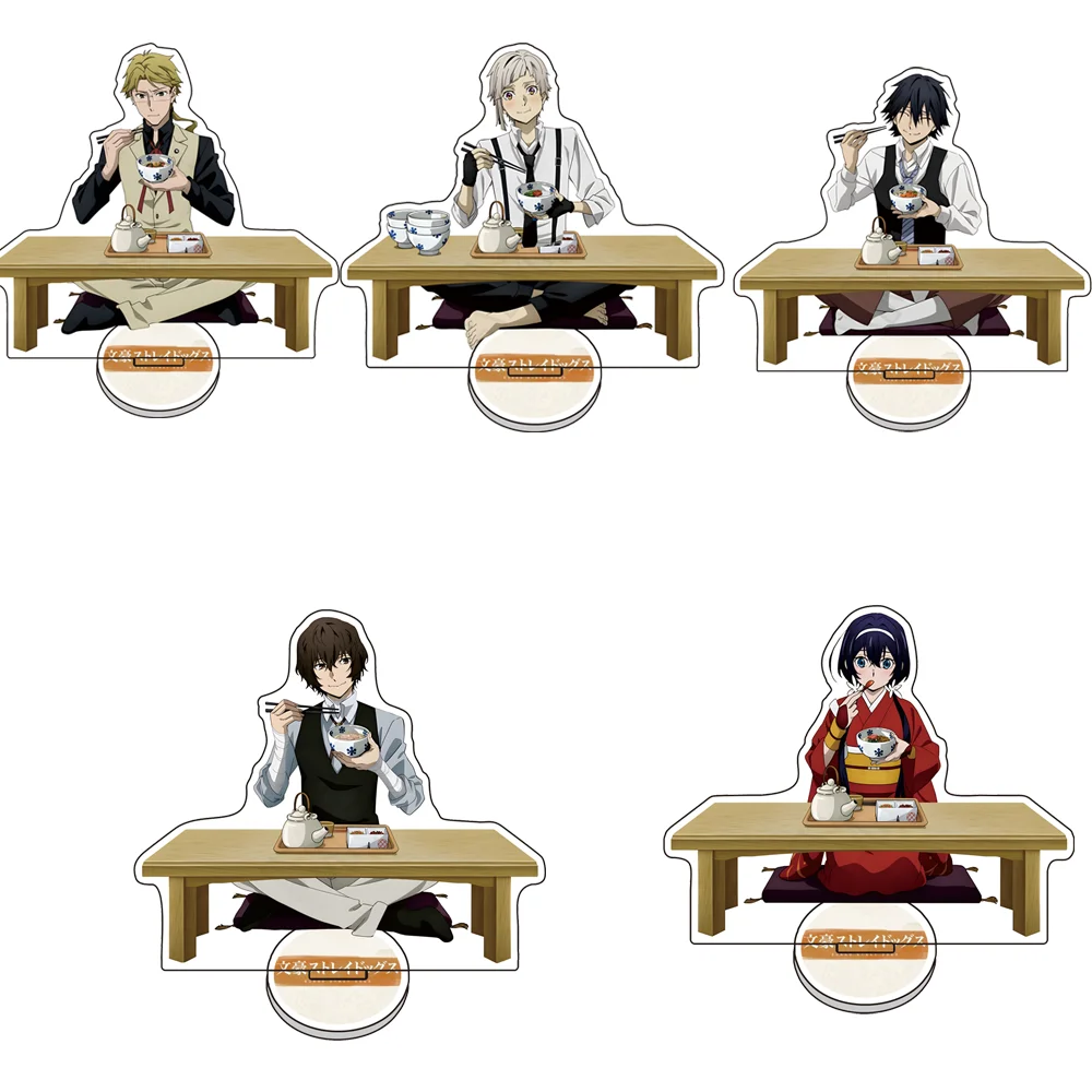 Hot Anime Bungo Stray Dogs enjoy delicious food Acrylic Stand Model Plate Figure MIZI SUA TILL IVAN HYUNA LUKA Cosplay Desk Disp