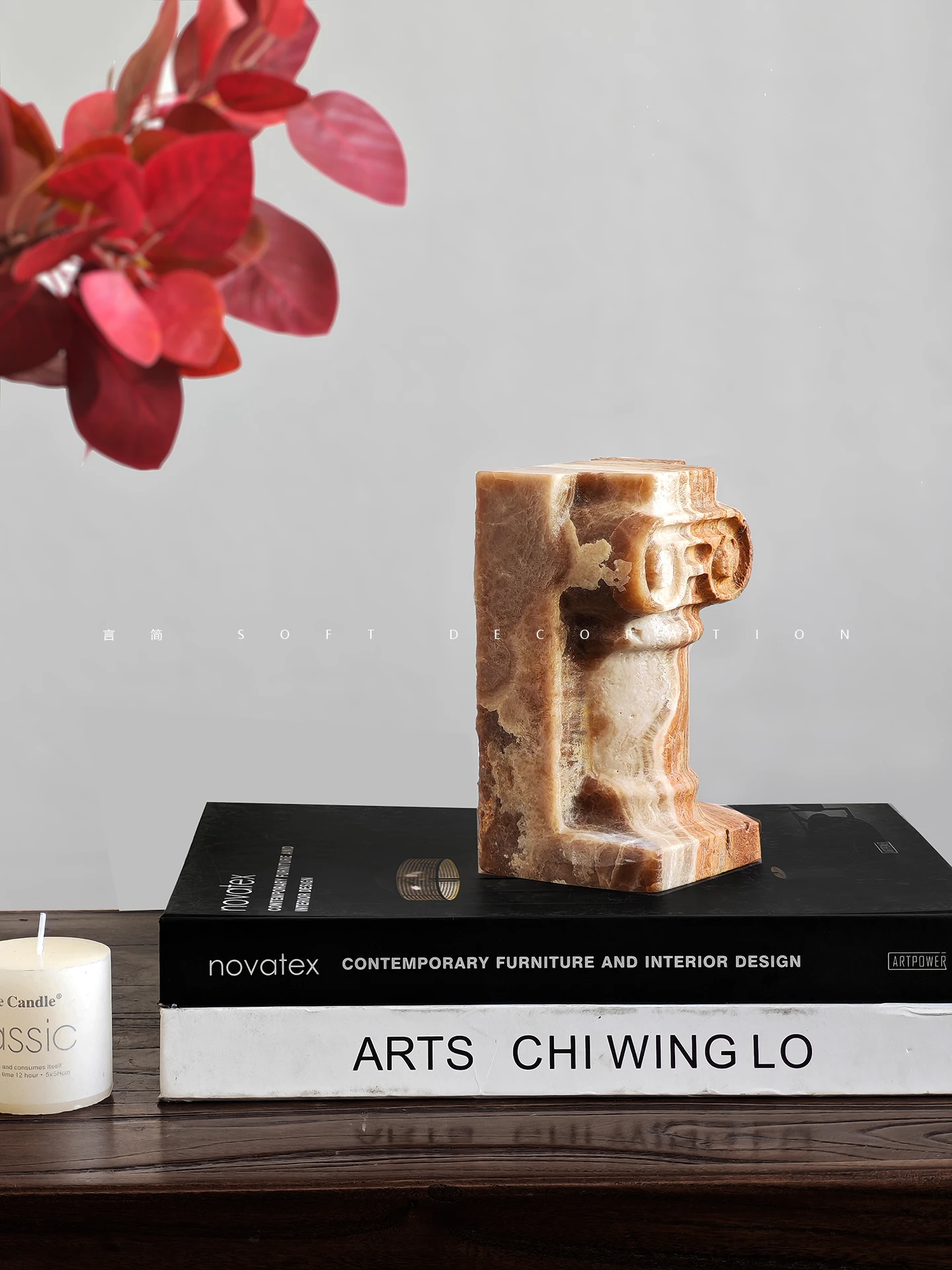 Natural Marble Roman Column-Shaped Bookend Ornament Creative Home Decor Piece Home Desktop Decorative Item
