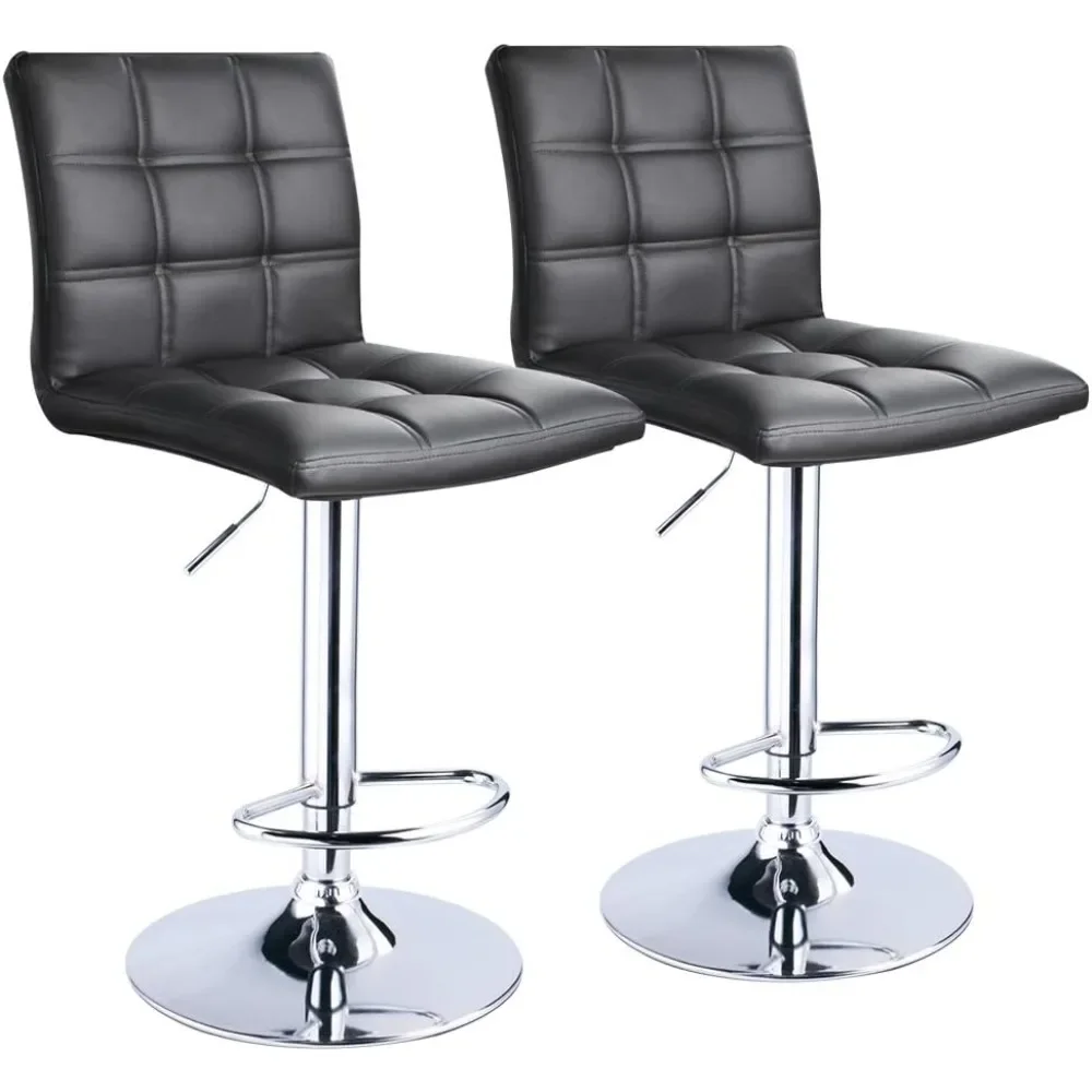 

Square PU Leather Adjustable Leopard Modern Bar Stools with Back, Square Back Bar Stools Set of 2, Bar Height Swivel Barstools