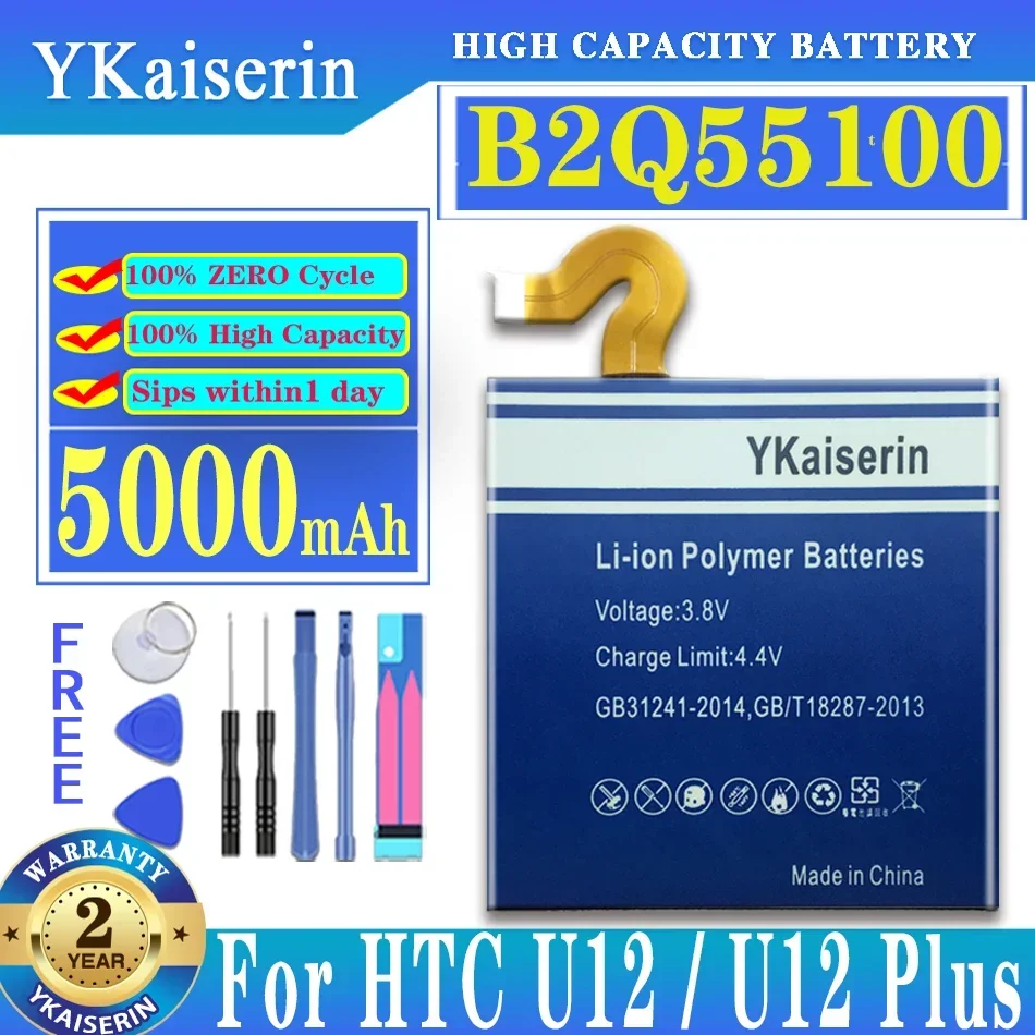 

Аккумулятор ykaisсеребрин 5000 мАч B2Q55100 для HTC U12 + U12 Plus U12Plus U 12 U12, высокое качество, фотоинструменты