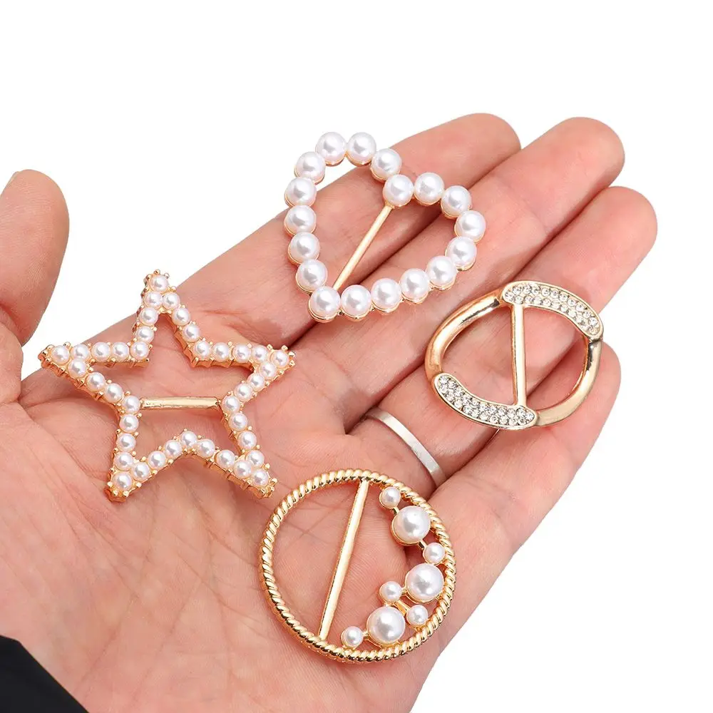 Silk Scarf Buckle Clothing Corner Hem Pearl Knotted Ring T-shirt Female Clothes Tighten Decorative Crafts Garment Accessories