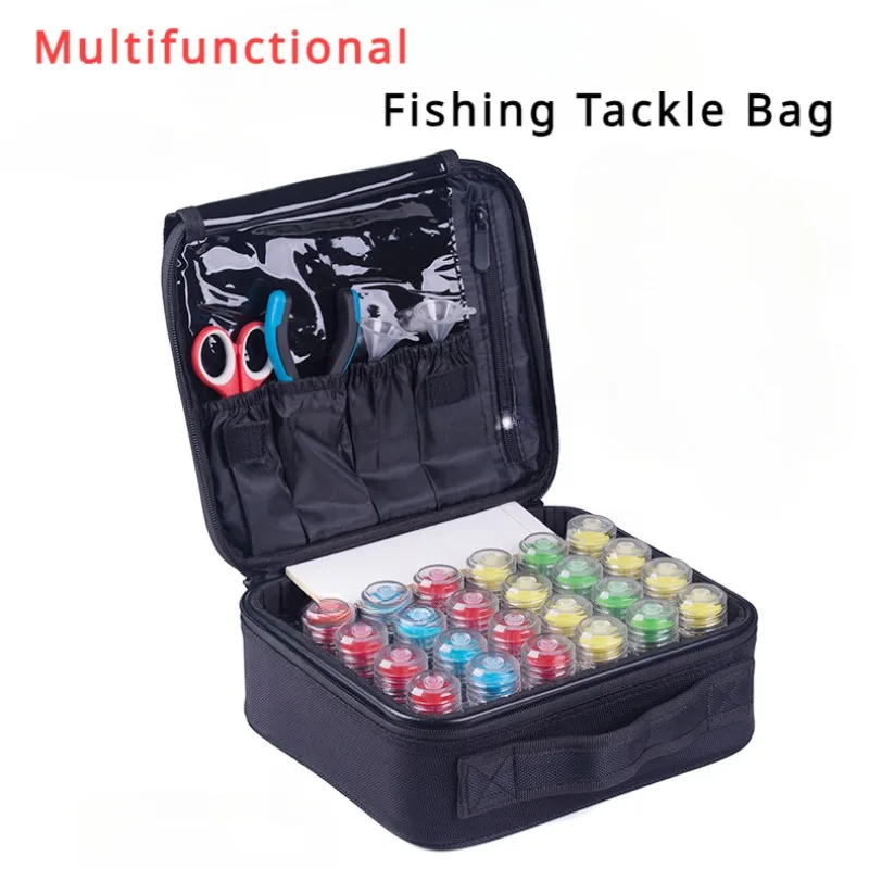 26*23*9cm Fishing Tackle Storage Bag Portable Multifunctional Waterproof Oxford Cloth Stretchable Strap Tool Box Accessories