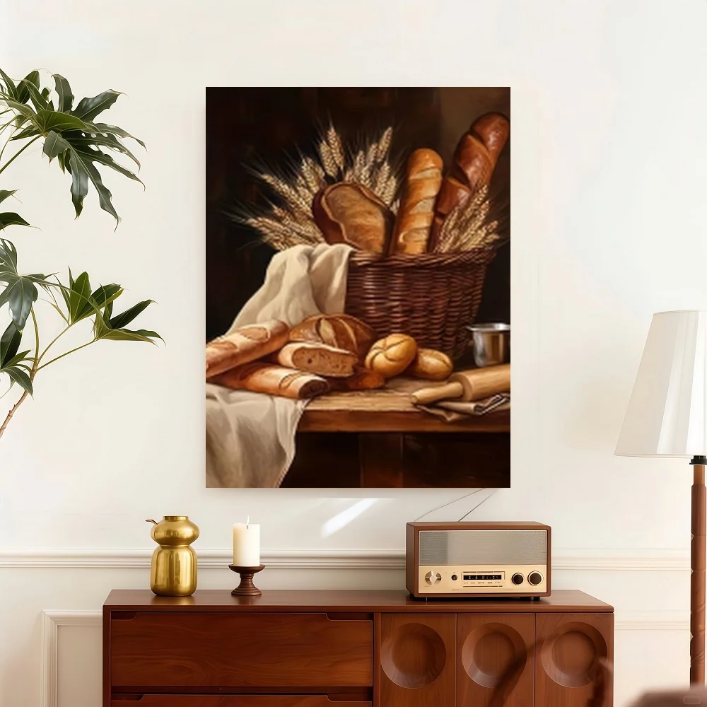 Framed 2D Flat, S 2D/Flat Print Framed Canvas And Poster, Ready To Hanging, Kitchen Food Country Bread, Home Decor, Wall Art, Ro view 5