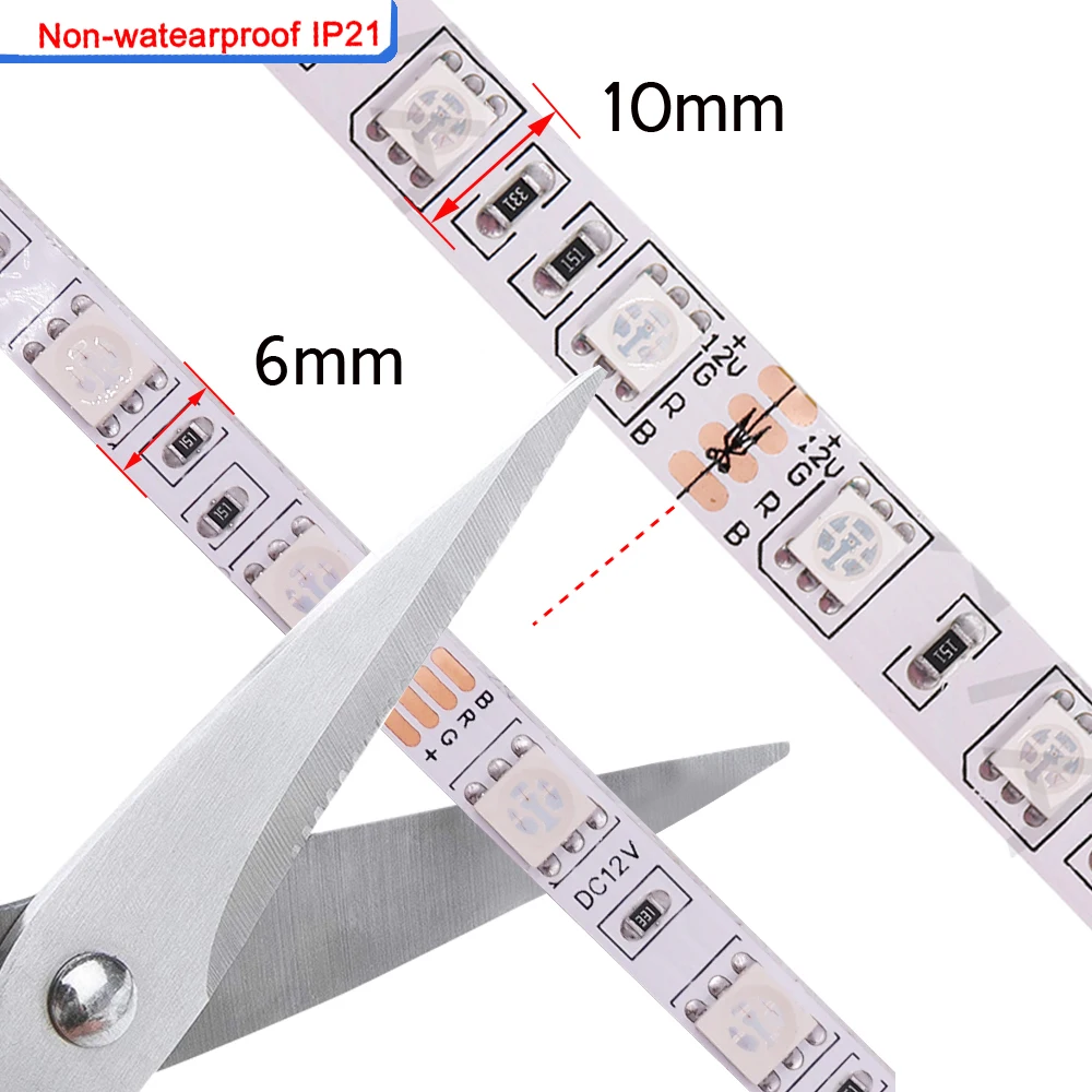 Taśma Led 5050 RGB 12V 24V 6mm/10mm taśma elastyczne światło PCB 60LED 5m 10m 20m 30m 50m 100m wysoka jasność wstążka Waterprof wystrój