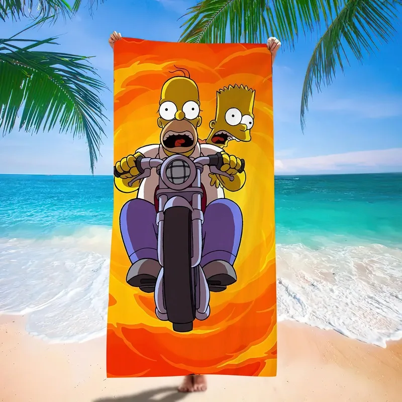 

Погрузитесь в веселье! 3D-полотенце для пляжа с изображением Симпсона, быстросохнущее мягкое полотенце из микрофибры, легкое дорожное полотенце в подарок для мальчиков и девочек