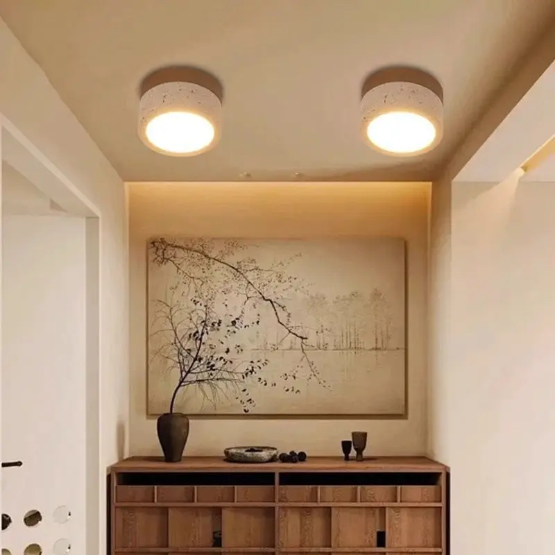 Simple Downlight Yellow Travertine Balcony Ceiling Light Lamps for Corridor Aisle Cloakroom Stairwell Indoor Lighting Fixtures