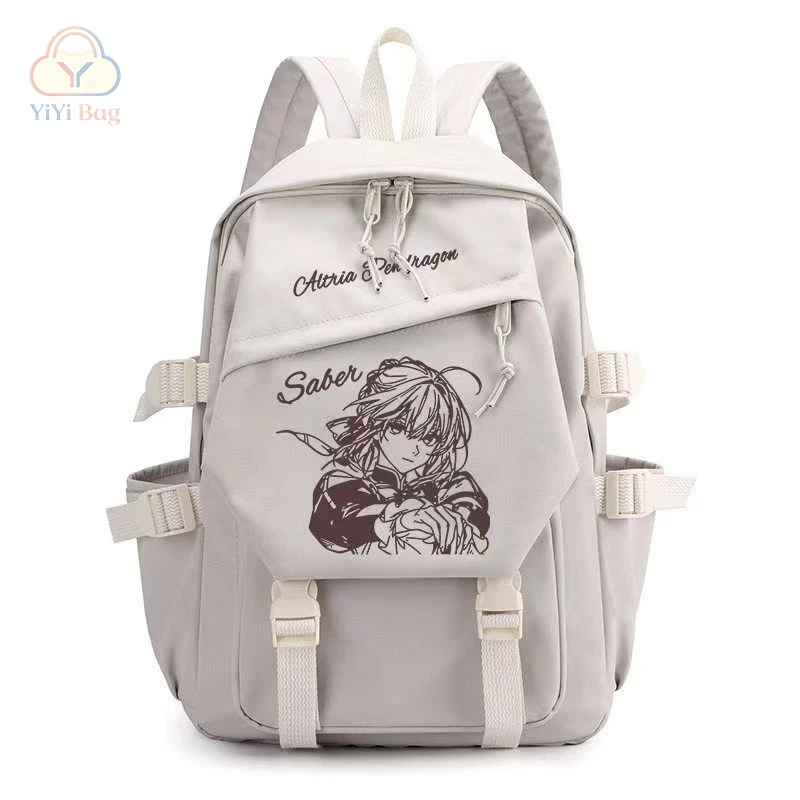 Fate Stay Night Backpack Saber Altria Pendragon Cartoon Anime Print Student Schoolbag Lightweight Large Capacity Travel Backpack