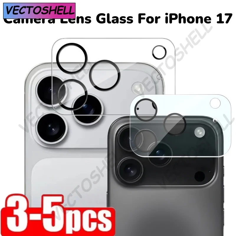 

3/4/5PCS Camera Lens Glass For iPhone 17 16 15 14 13 12 Pro max 17 Air HD Back Lens Tempered Film Anti-Glare Glass