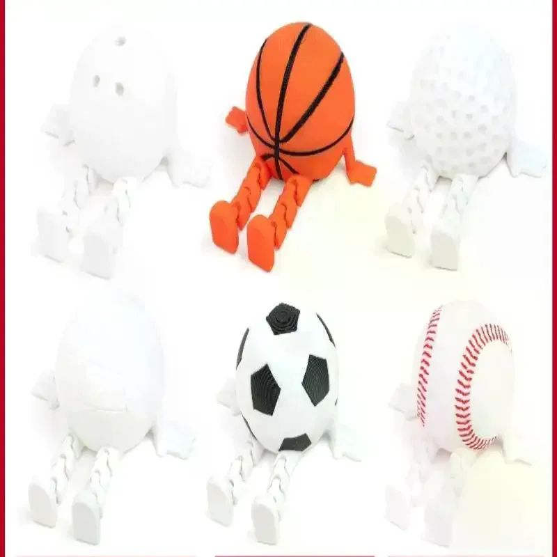 3D Printed Sports Ball Figurines With Flexible Movable Limbs And Eco Friendly PLA Material Perfect For Kids Gifts
