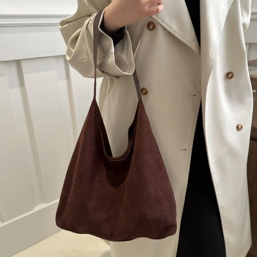 Vintage Vintage Suede Bag Large Capacity Simple Underarm Bag Aesthetic Handbag Single Shoulder Bag Commute