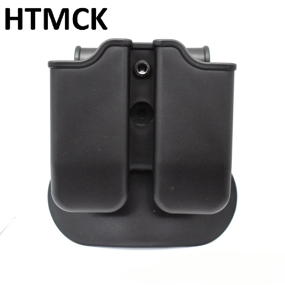 HTMCK Double Magazine Pouch, Paddle Double Mag Holder, Adjustable Tactical Mag Carrier for Outdoor CS Game