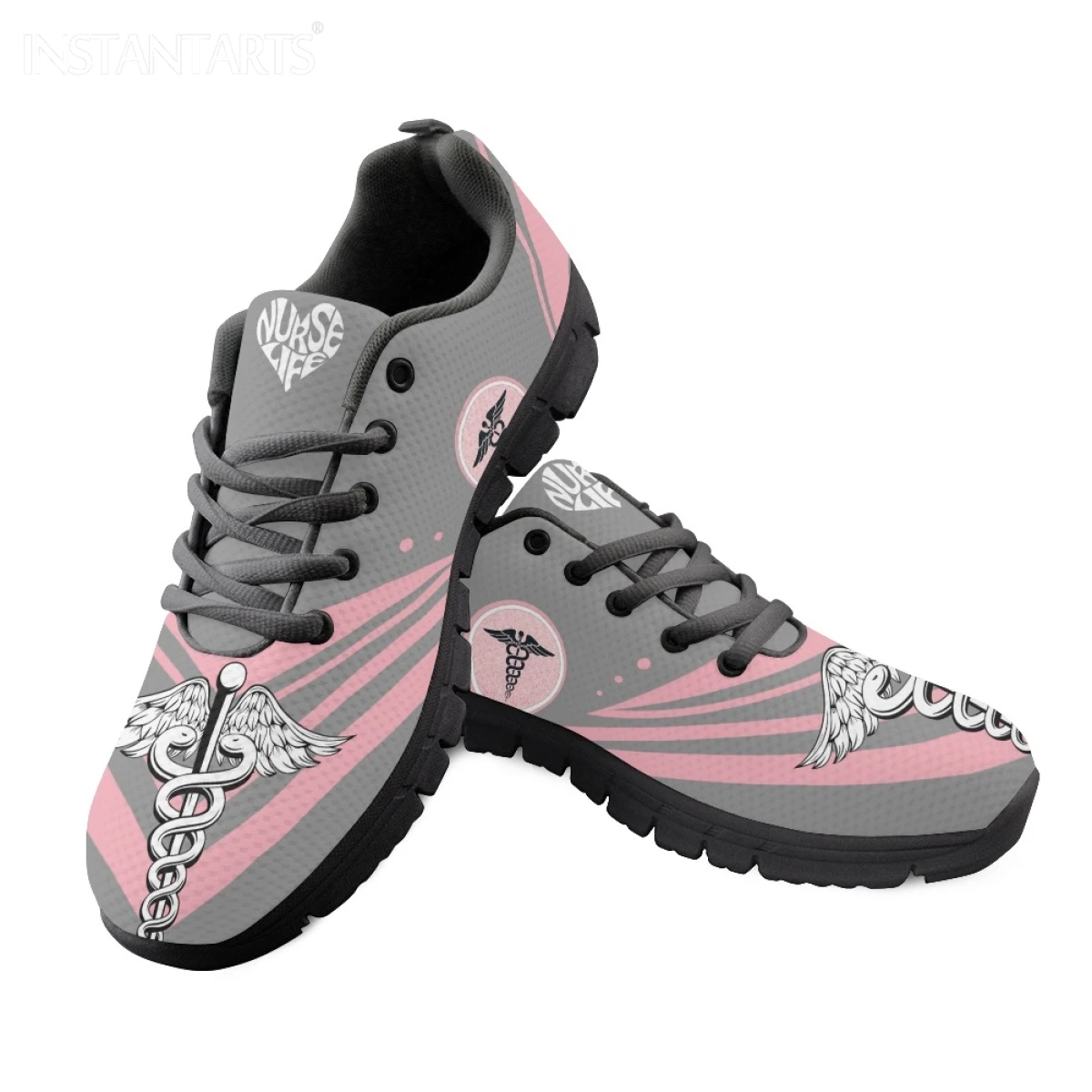 INSTANTARTS Pink EMT Design Ladies Casual Sneakers Comfortable Women Mesh Shoes Footwear Paramedic EMT EMS Pattern Lady Footwear