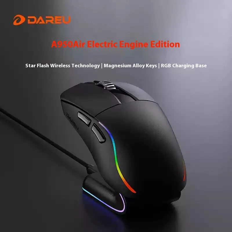

DAREU A950AIR Electric Engine Version Wireless Mouse Esports Game Three-Mode 3950 Lightweight Ergonomic Rgb Mouse Pc Accessory