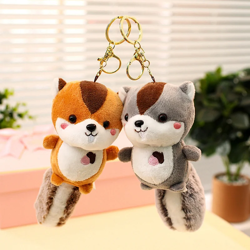 Squirrel Rabbit Alpaca Plush Backpack Pendant Keychain Boys Girls Toy Schoolbag Decoration Birthday Gift Cute Stuffed Keyring