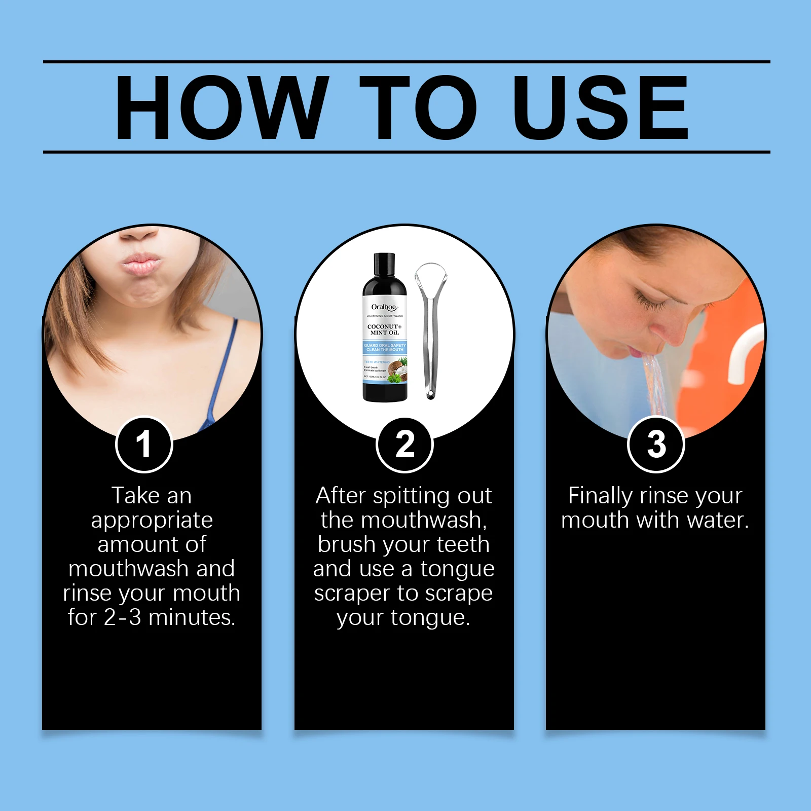 طقم غسول الفم بالنعناع بجوز الهند مع مكشطة اللسان الطازجة عن طريق الفم وإزالة الرائحة ومكشطة اللسان مجموعة أدوات العناية بالفم وغسول الفم #6