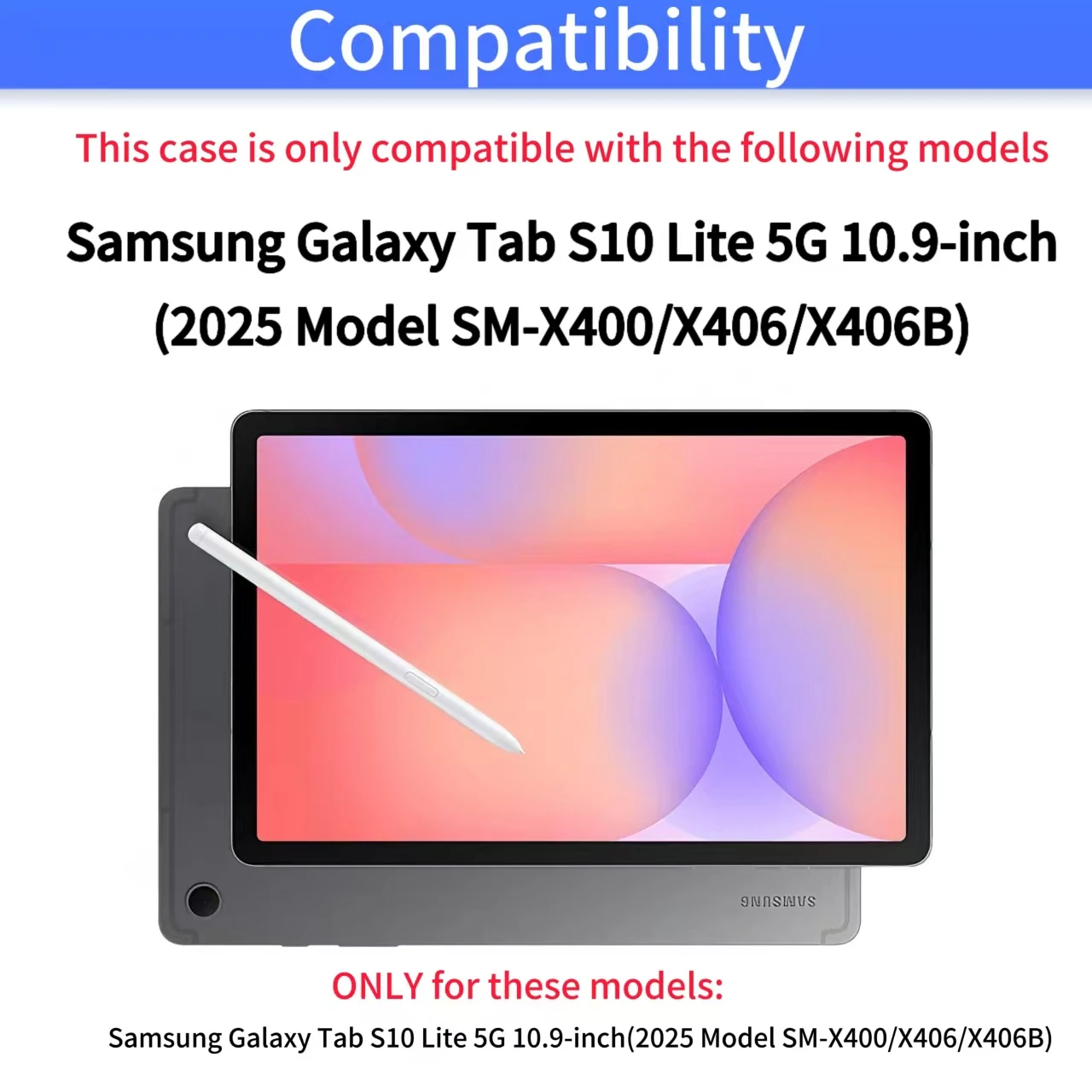 Case for Samsung Galaxy Tab S10 Lite 5G 10.9-inch (2025 Model SM-X400/X406/X406B) Wireless Bluetooth Removable Keyboard Case