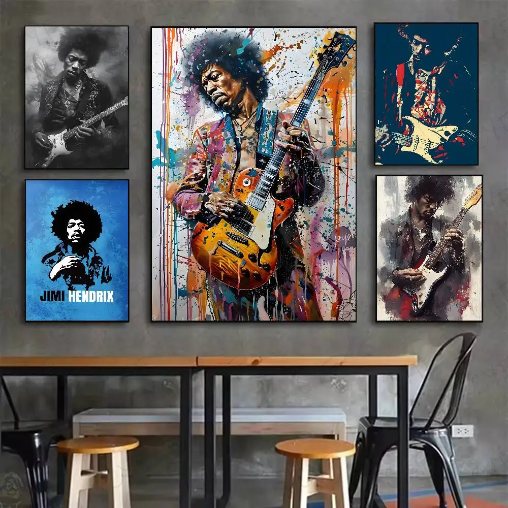 Canvas Painting SINGER J-JIMI H-HENDRIX Poster HD Art Sticky Wall Waterproof Home Living Room Bedroom Bar Aesthetic Decoration