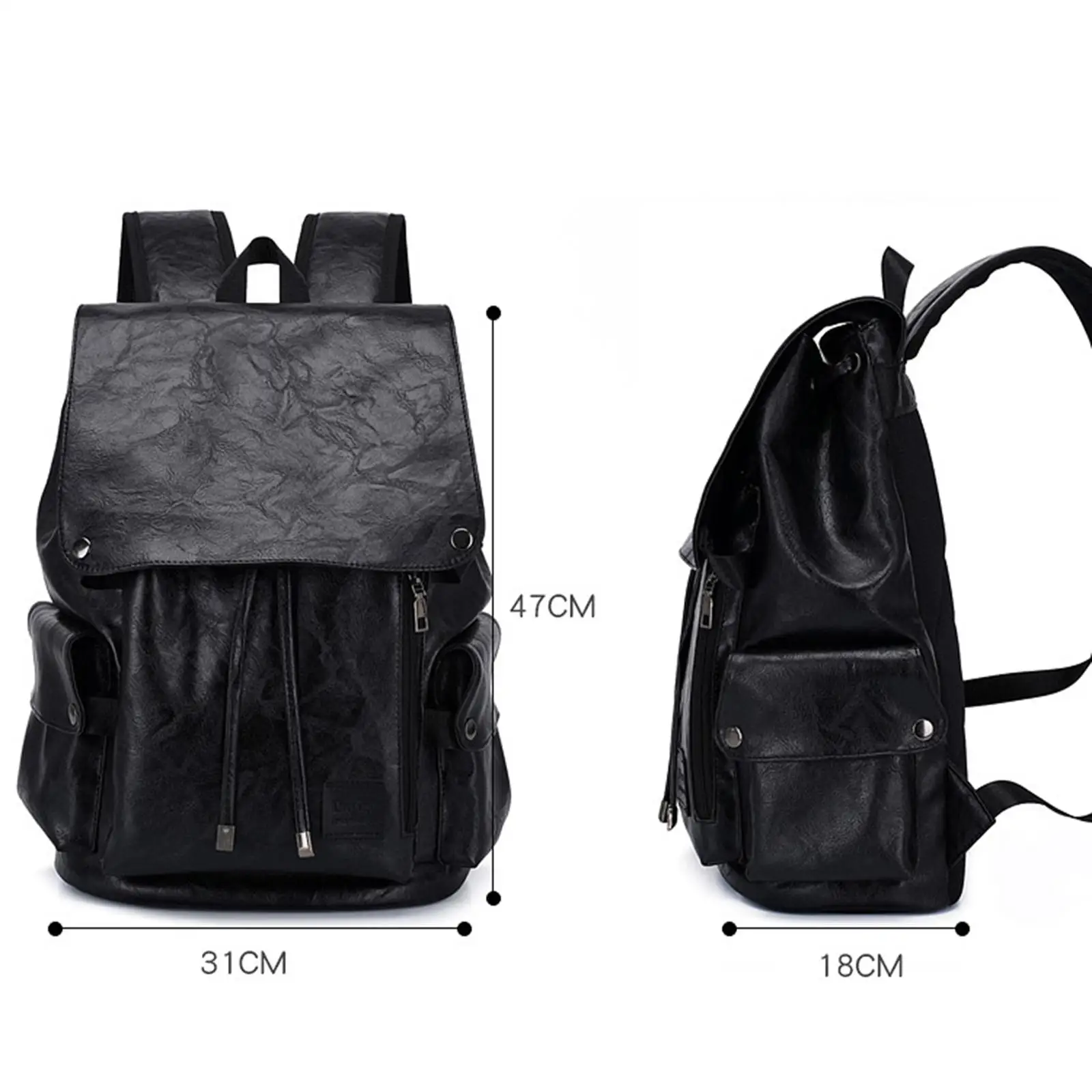 Ransel Laptop Kulit PU Ransel Pria Ringan Banyak Saku Besar