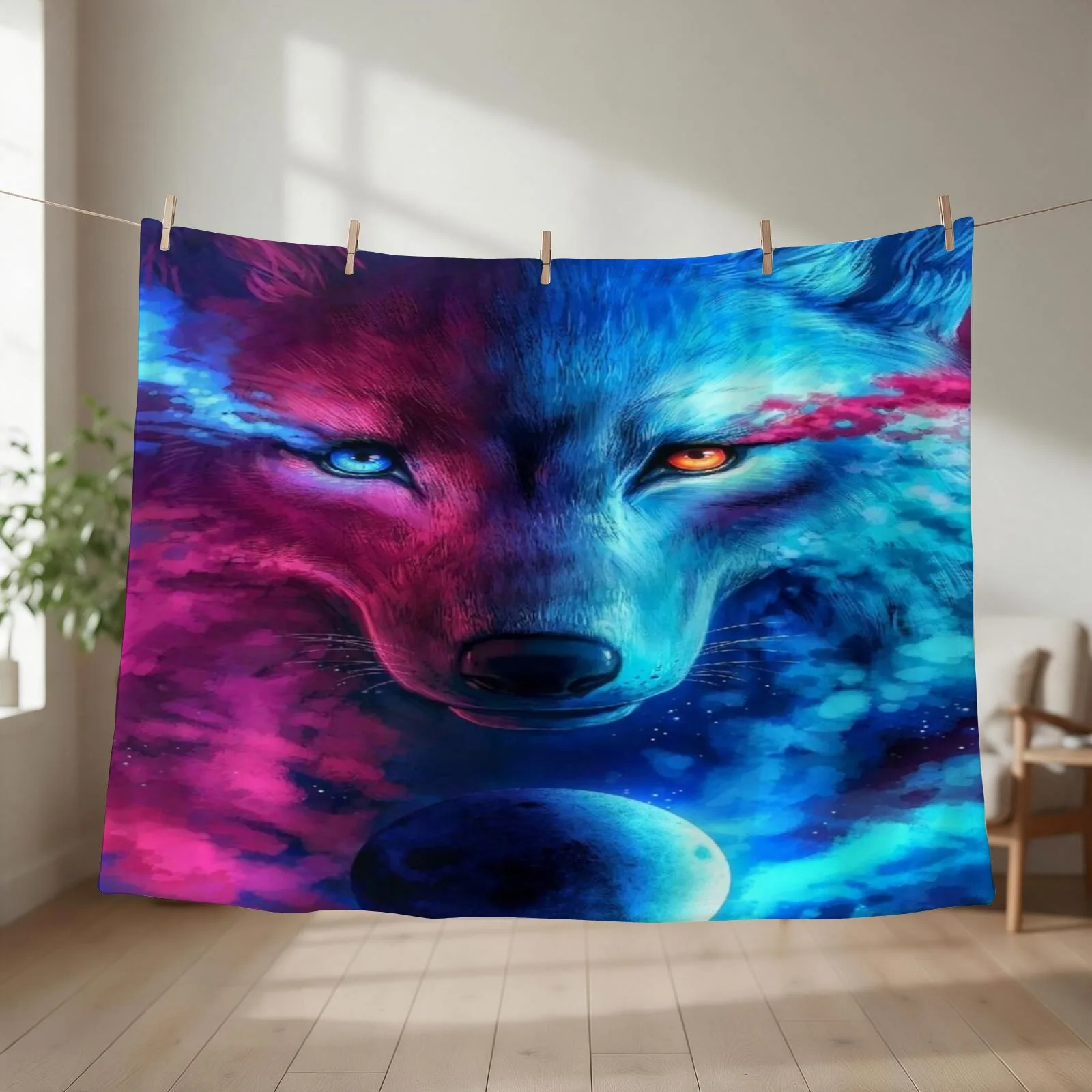 Wolf different eye color Throw Blanket Bed linens Bed Fashionable Thermals For Travel For Baby Blankets