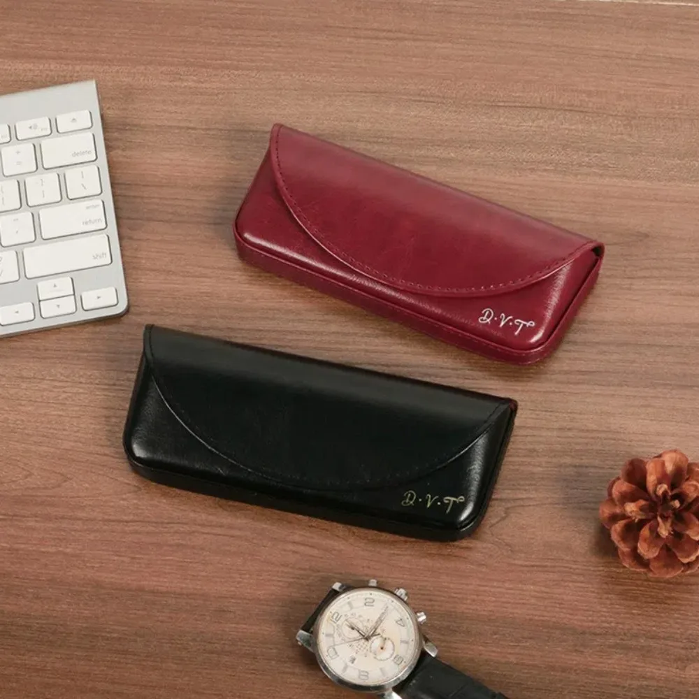 حافظة نظارات جلدية كلاسيكية محمولة مضادة للضغط ومضادة للسقوط صندوق نظارات خفيف الوزن حقيبة تخزين النظارات للجنسين