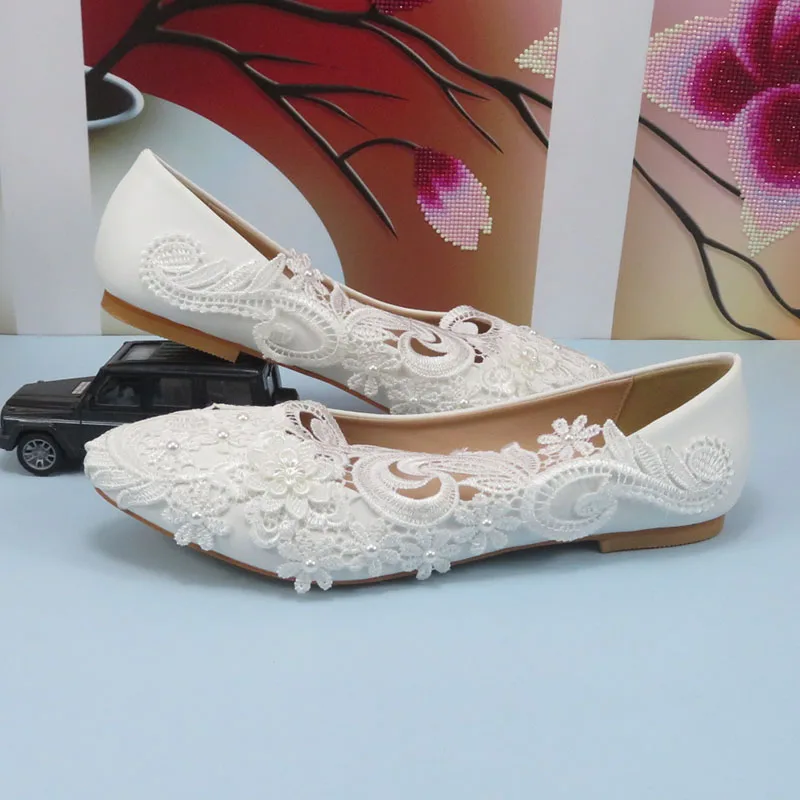 White High Heel Flower Wedding shoes Bride Ladies high platform shoes woman Fashion Round Toe Party Dress shoes Shallow shoe image 5