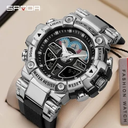 SANDA Top Brand Men's Sports Watches Military Hyun-chae Case Waterproof Multifunction Wristwatch Quartz Watch for Men Clock 3156