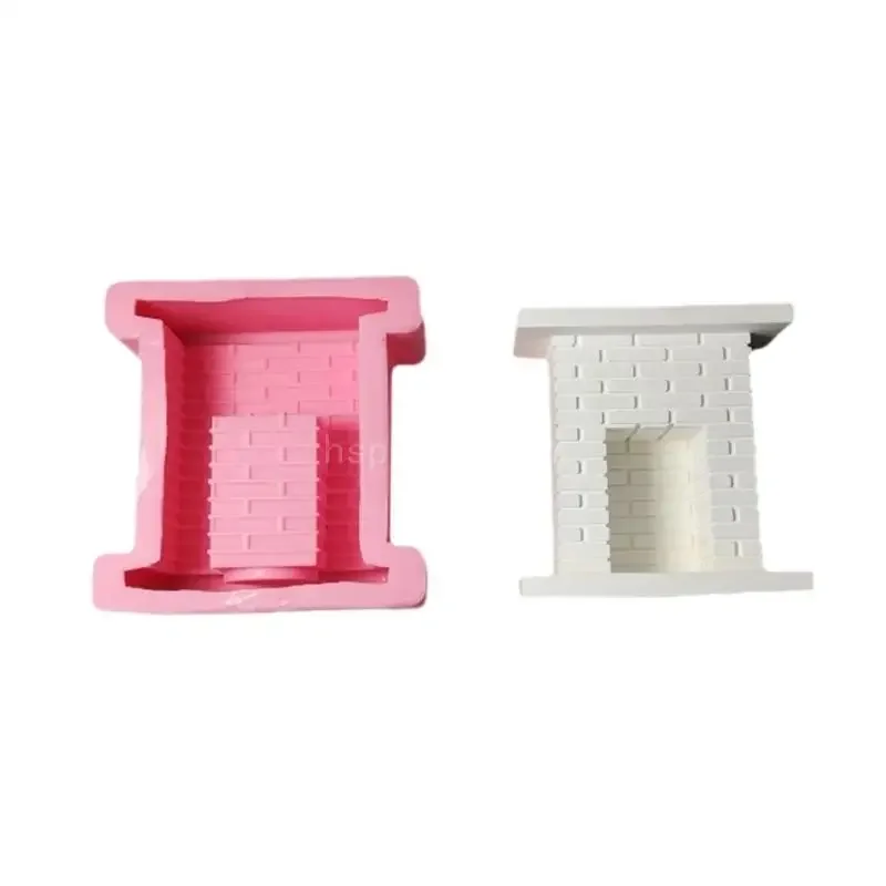 

European Fireplaces Holder Mold Flexible Silicone Candlestick Molds Handmade Concrete Planter Cement Molds Decors