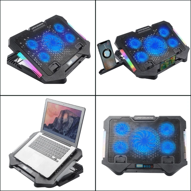 Gaming Laptop Cooling Pad Laptop Cooling Stand External Cooling Fan Cooling Laptop with 2 USB Port Phone Holder