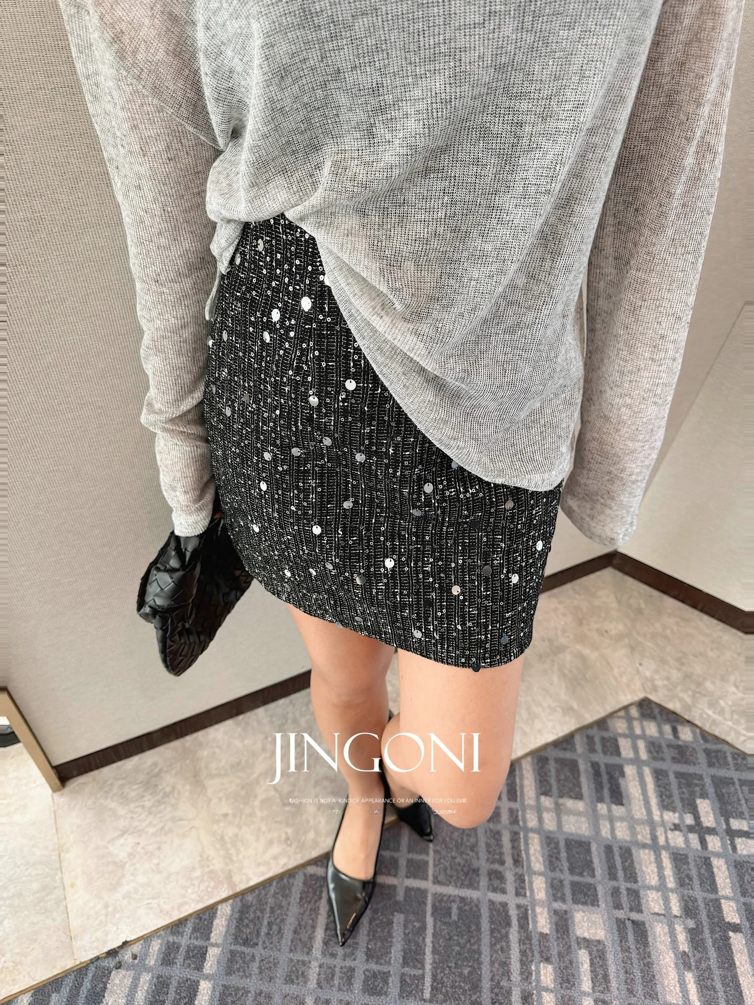 

Юбка JINGONI Sparkling Slim Fit с высокой талией, А-силуэт, женская короткая юбка, винтажный стиль, полиэстер, хлопковый наполнитель