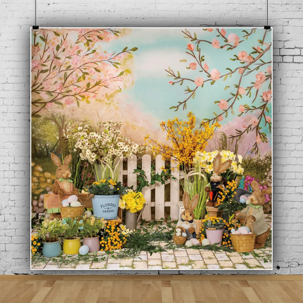 Spring Garden Backdrop Easter Meadow Bunny Eggs Children Photography Backgrounds Ladder To Heavenly Glow Photo Studio Props